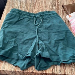 Time & Tru teal drawstring shorts